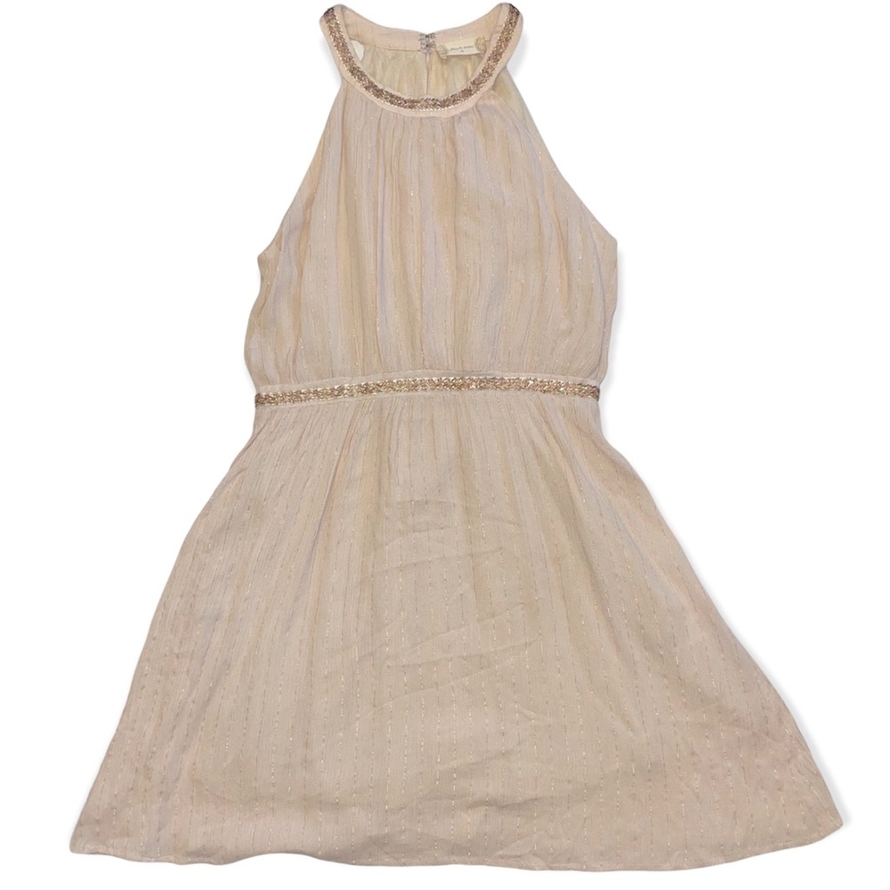 Alter’d State Blush/Rose Gold Sequined Halter Top Flowy Dress Size Medium